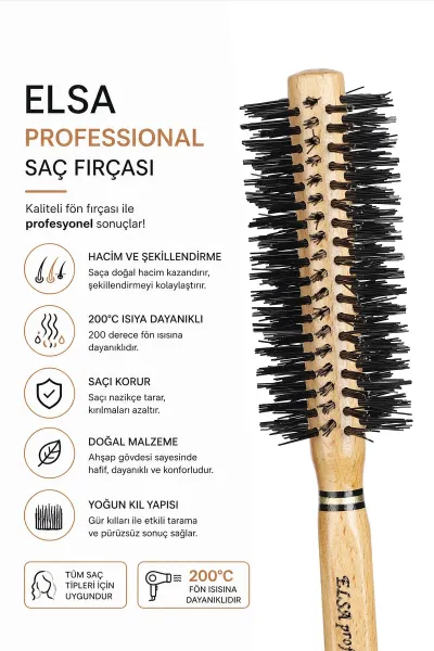 Siyah Elsa Professional 2002 Sert Saç Fön Fırçası 462358