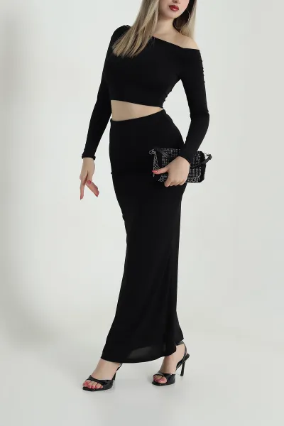 Siyah Etek Bluz Sandy Kadın İkili Takım 491355
