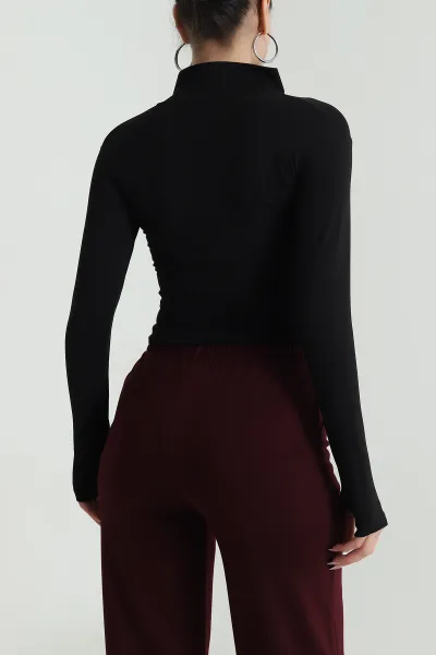 Siyah Fermuarlı Dalgıç Kadın Sweat 487998