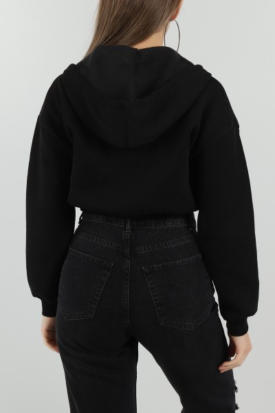 Siyah Fermuarlı İçi Şardonlu Bayan Sweat 150231