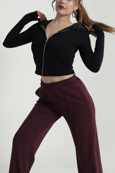 Siyah Fermuarlı Oysho Kadın Sweat 483618