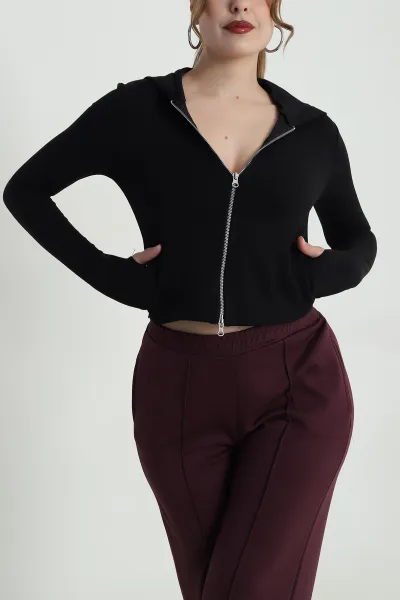 Siyah Fermuarlı Oysho Kadın Sweat 483618