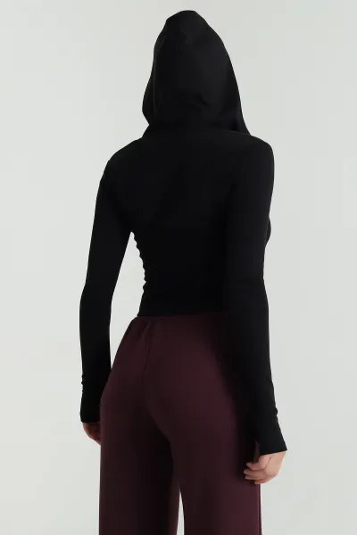 Siyah Fermuarlı Oysho Kadın Sweat 483618