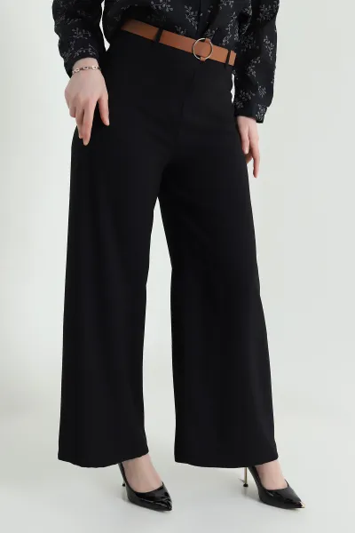 Siyah Fermuarlı Tencel Crep Kadın Pantolon 440761