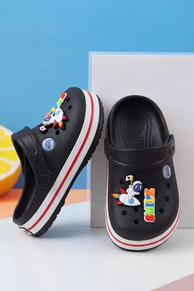 Siyah Figürlü Kız Çocuk Sandalet 462426