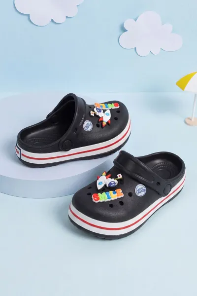 Siyah Figürlü Kız Çocuk Sandalet 462426