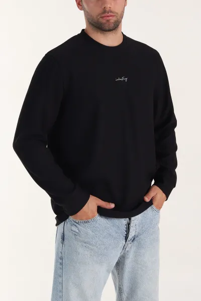 siyah-fitilli-bisiklet-yaka-yazi-detayli-erkek-sweatshirt-396227
