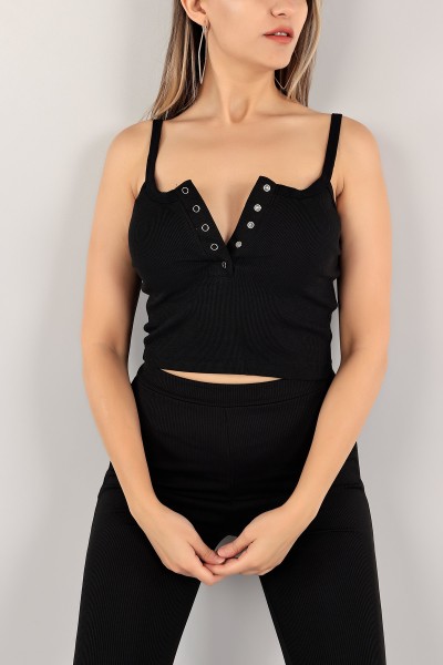 Siyah Fitilli Crop Atlet 117216