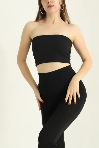 Siyah Fitilli Kaplı Straplez Büstiyer 325743