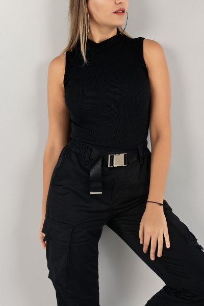 Siyah Fitilli Kolsuz Bluz 139430