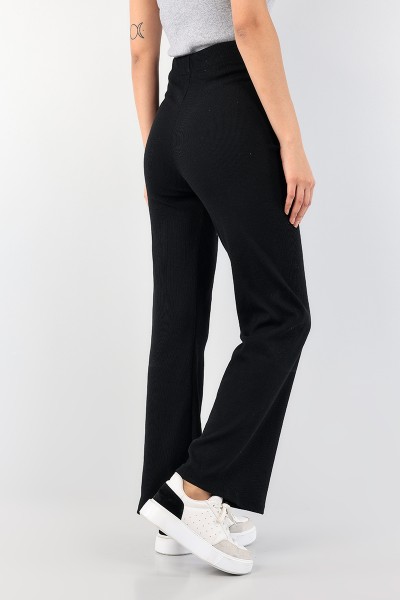 Siyah Fitilli Likralı Bayan Pantolon 90383
