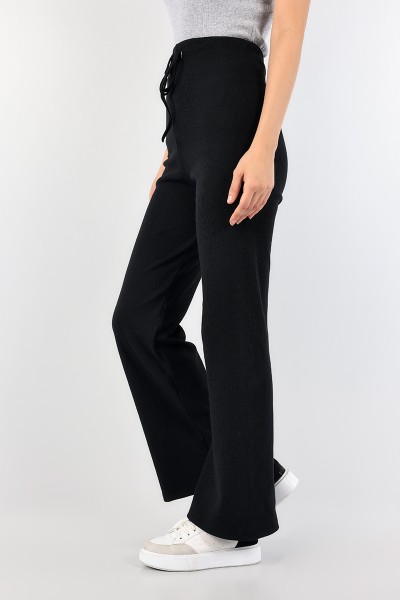 Siyah Fitilli Likralı Bayan Pantolon 90383