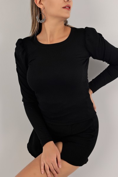 Siyah Fitilli Likralı Bluz 135142