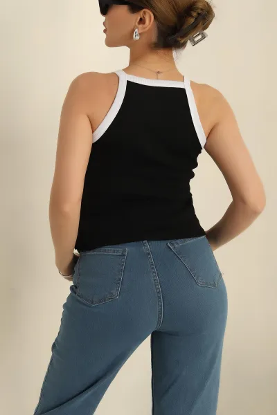 Siyah Fitilli Likralı Bluz 269946