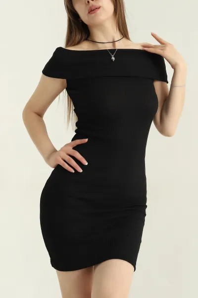 siyah-fitilli-madonna-yaka-likrali-kadin-elbise-357806