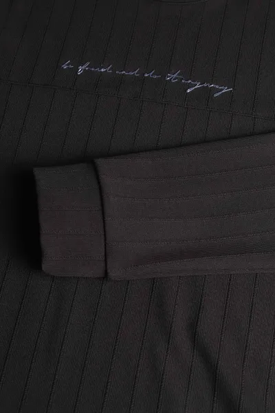 Siyah Fitilli Nakışlı Bisiklet Yaka Erkek Sweatshirt 396903