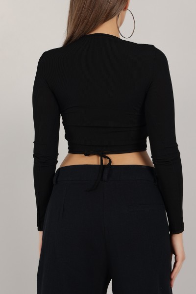 Siyah Fitilli Tasarım Bluz 157963