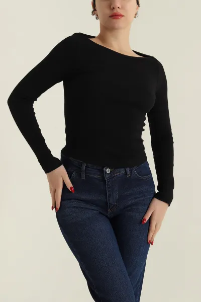 Siyah Fitilli Tasarım Kadın Bluz 426766