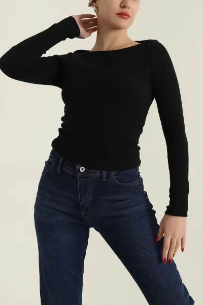 Siyah Fitilli Tasarım Kadın Bluz 426766