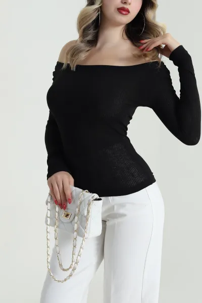 Siyah Fitilli Transparan Kadın Bluz 484747