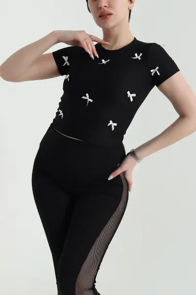 Siyah Fiyonklu Ottoman Kadın Bluz 448631