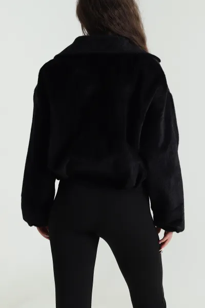 Siyah Fox Bomber Kadın Mont 483982