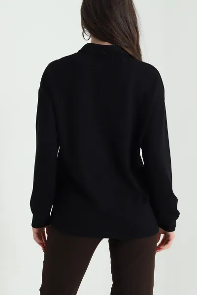 Siyah Fularlı Kadın Modal Bluz 441394