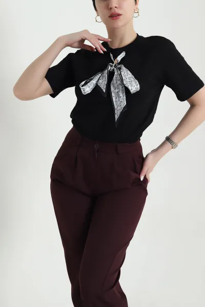Siyah Fularlı Kadın Süprem Bluz 443496