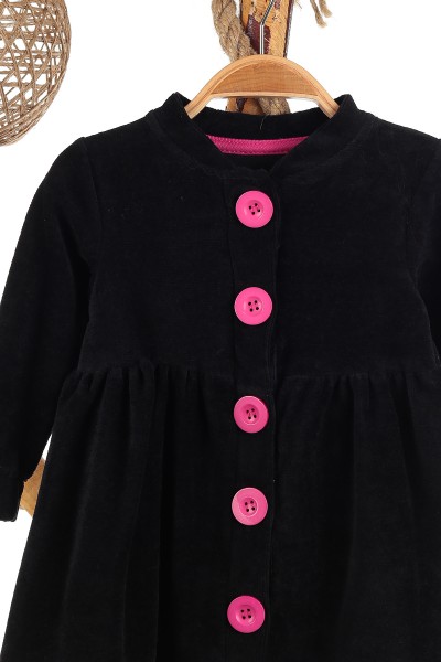 Siyah Fuşya (1-5 Yaş) Fiyonklu Kız Çocuk Elbise 141977