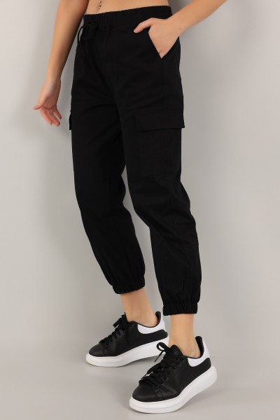 Siyah Gabardin Jogger Bayan Pantolon 158552