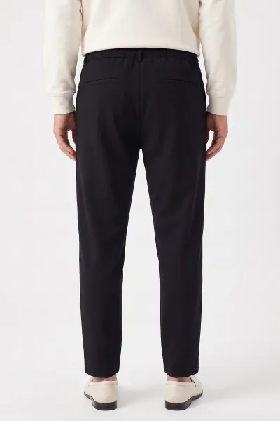 Siyah Gabardin Kumaş Bağlamalı Erkek Pantolon 491668