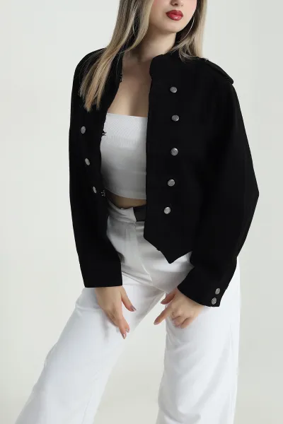 Siyah Gabardin Kumaş Kadın Ceket 488792