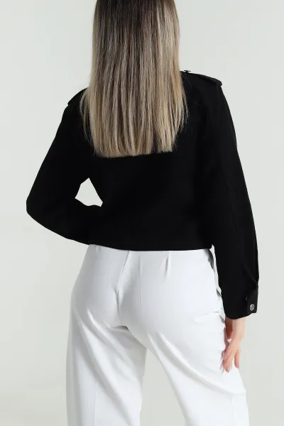 Siyah Gabardin Kumaş Kadın Ceket 488792