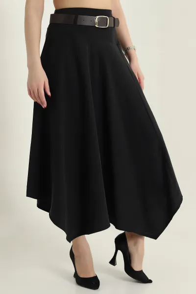 Siyah Gabardin Modal Mono Touch Kadın Etek 434048