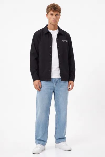 Siyah Gabardin Nakışlı Erkek Ceket 491813