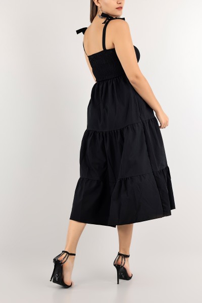 Siyah Gipeli Poplin Elbise 115581