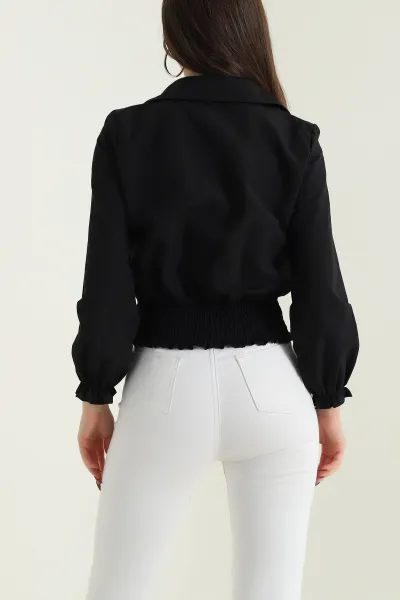 Siyah Gipeli Poplin Kadın Gömlek Bluz 436993