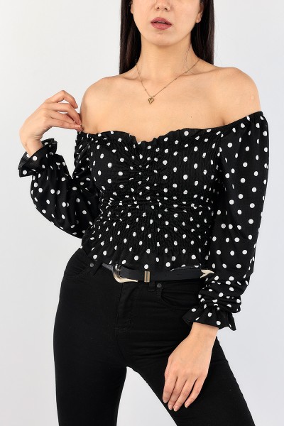 Siyah Gipeli Tasarım Bluz 90275