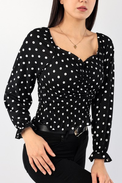 Siyah Gipeli Tasarım Bluz 90275