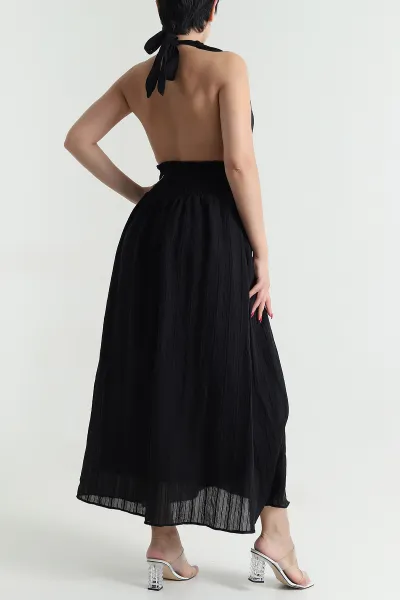 Siyah Gipeli Tencel Kadın Elbise 478564