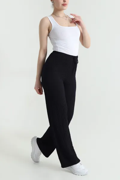 Siyah Gofre Kumaş Kadın Pantolon 449954