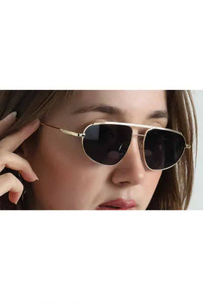 Siyah Gold Çerçeveli Unisex Güneş    Gözlük 361278