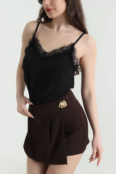 Siyah Güpür Detay Crep Kadın Bluz 449717