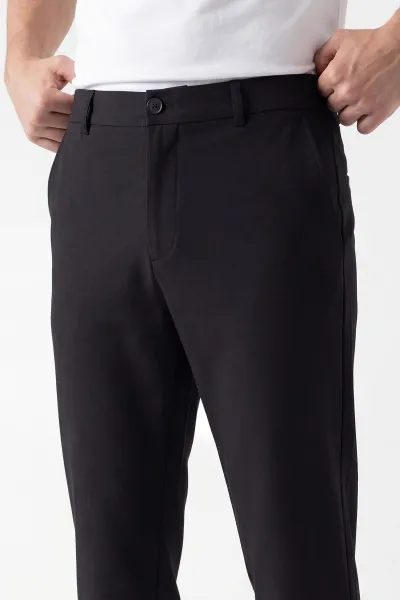 Siyah Havuç Kesim Paraşüt Kumaş Erkek Pantolon 449963