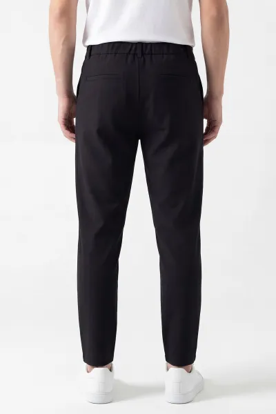 Siyah Havuç Kesim Paraşüt Kumaş Erkek Pantolon 449963