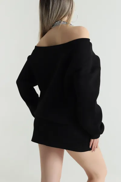 Siyah İç Atletli Şardonlu Kadın Sweat 489133