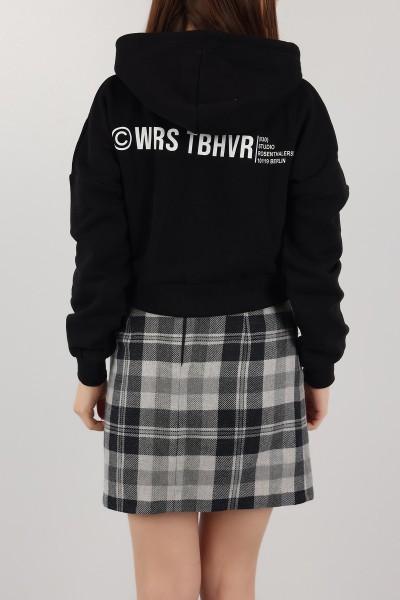 Siyah İçi Şardonlu Kapüşonlu Bayan Sweat 151380