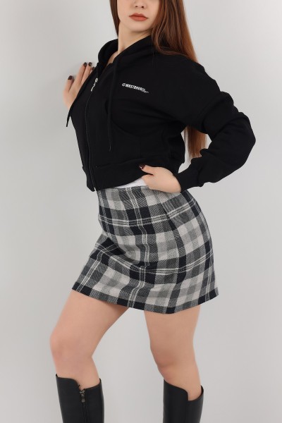 Siyah İçi Şardonlu Kapüşonlu Bayan Sweat 151380