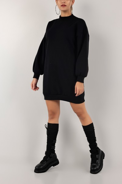 Siyah İçi Şardonlu Ribanalı Tunik Elbise 135910
