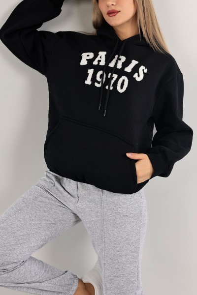 Siyah İçi Şardonlu Süzene Nakışlı Sweat 136918
